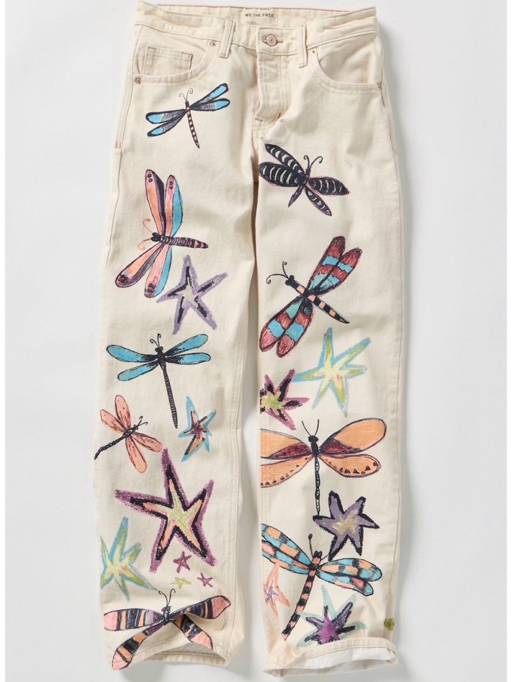 NWOT We The Free Tennessee Low-Rise Illusions Jeans Dragonfly Star Printed S-28